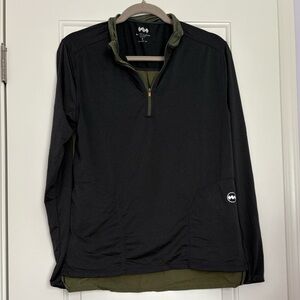 Black & Green Quarter-Zip Jacket